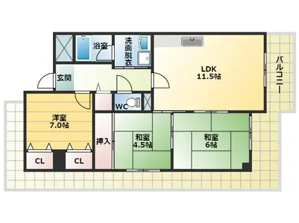 シャト-アルベ-ル(3LDK/3階)の間取り写真
