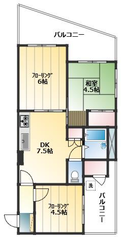 オリンピックマンション(3DK/2階)の間取り写真