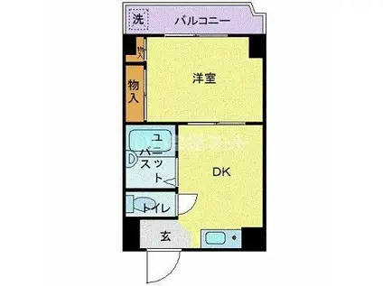 ビューライド川崎(1DK/2階)の間取り写真