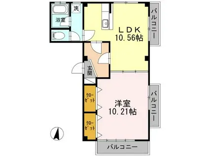 ハピネス本郷Ⅱ(1LDK/1階)の間取り写真