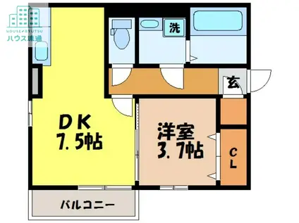 ラ プリミエール エストワール(1DK/1階)の間取り写真