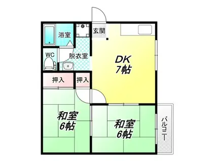 ガーデンヒルズ(2DK/2階)の間取り写真