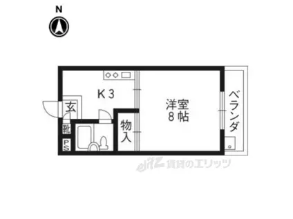 シルクハウスⅡ(1K/3階)の間取り写真