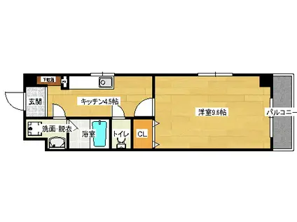 ピアチェーレ皆実(1K/5階)の間取り写真