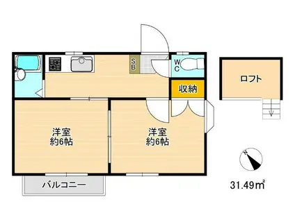 小田急相模原第15レジデンス(2K/2階)の間取り写真