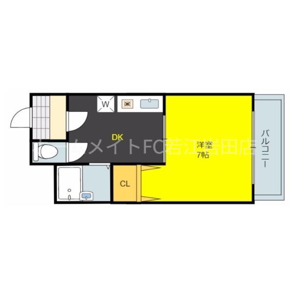 プラムロイヤル(1DK/4階)の間取り写真