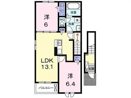 サイプレス III(2LDK/2階)の間取り写真