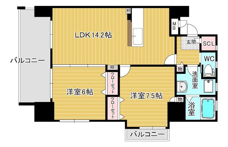 FELT127(2LDK/6階)の間取り写真
