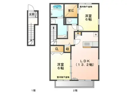 ベルモアIII(2LDK/2階)の間取り写真