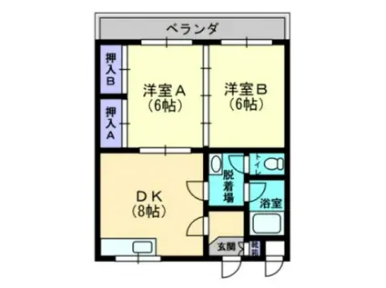 ヨシミマンション(2DK/2階)の間取り写真