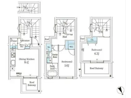 AGRATIO TERRACE 恵比寿(2DK/2階)の間取り写真