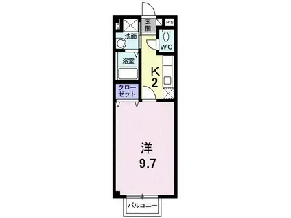 ニューエルディム横山(1K/1階)の間取り写真