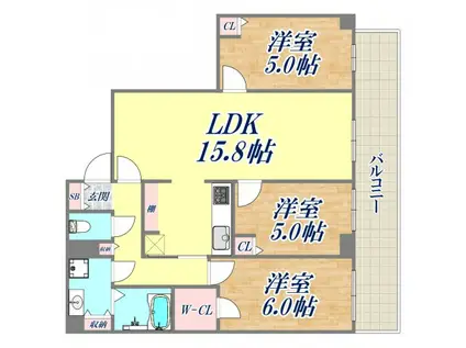 神戸ハーバータワー(3LDK/28階)の間取り写真