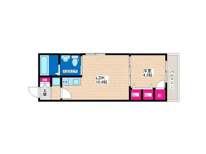 エフメゾン背戸口II(1LDK/2階)の間取り写真