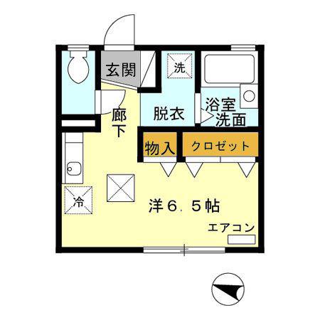 ONLY ONE しまの(ワンルーム/1階)の間取り写真