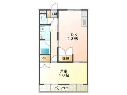 ハナトピア(1LDK/2階)の間取り写真