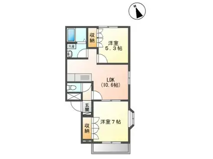 グランブルー2番館(2LDK/2階)の間取り写真