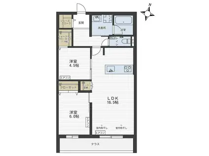 プリムヴェール(2LDK/1階)の間取り写真