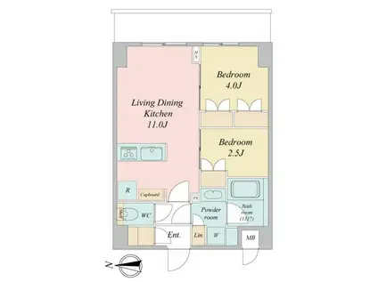 LIME RESIDENCE KAWAGUCHI イースト(2LDK/4階)の間取り写真