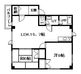 ハイツガーベラ(2LDK/3階)の間取り写真