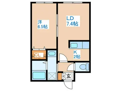 ABOND(1LDK/4階)の間取り写真