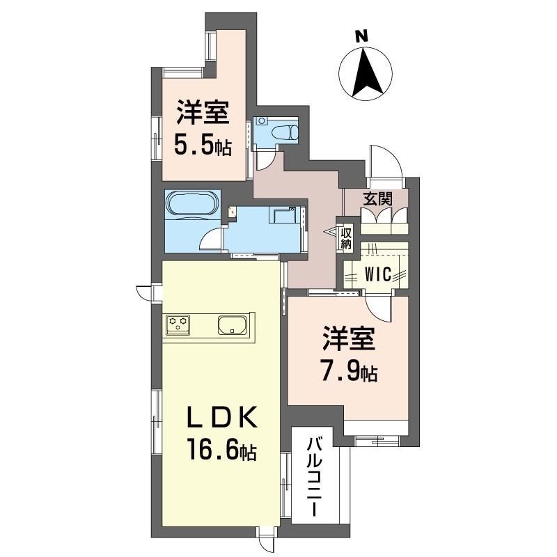クオリスタ松陰神社(2LDK/1階)の間取り写真