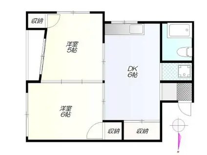 コンフォート竜泉クボタ(2DK/4階)の間取り写真