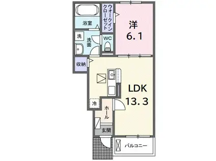 グレイスフル キノミヤ 331(1LDK/1階)の間取り写真
