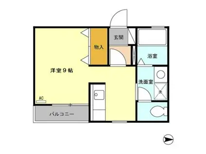 フルール(ワンルーム/2階)の間取り写真