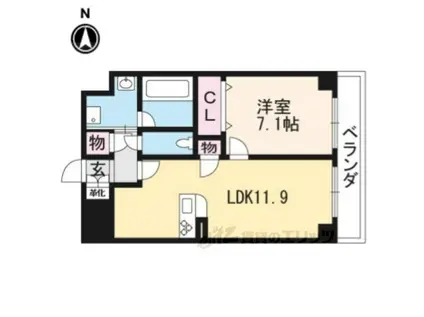 セントリヴィエ二条(1LDK/5階)の間取り写真