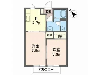 アイア石堂(2K/2階)の間取り写真