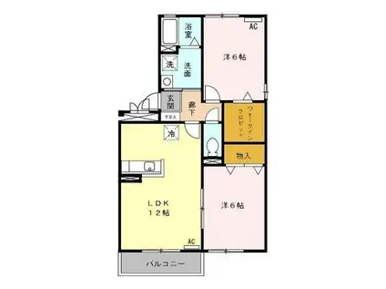 ルミエールA(2LDK/2階)の間取り写真