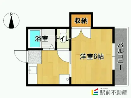 ブルージュハイムII(1K/2階)の間取り写真