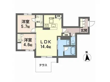 シャーメゾンベルパージュ長居西(2LDK/1階)の間取り写真
