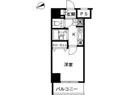 スカイコートヴィーダ五反田ウエスト(1K/7階)の間取り写真