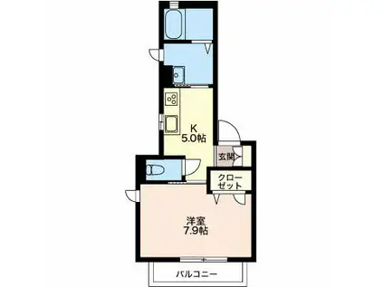 エクラージュ豊川(1K/2階)の間取り写真