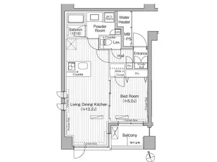 グランハイツ白金(1LDK/1階)の間取り写真