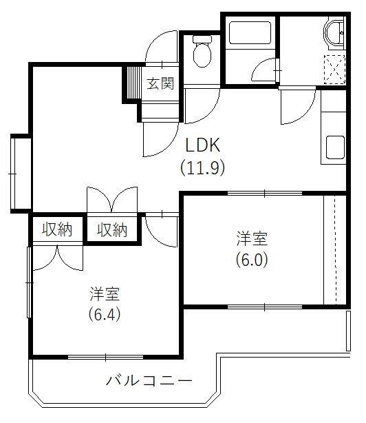 メゾンアルカディア(2LDK/1階)の間取り写真