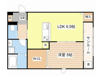 レフレール(1LDK/2階)の間取り写真