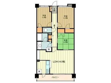 ゼファー立川ハウスオブエデン(3LDK/3階)の間取り写真