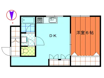 アイリスマンション(1DK/1階)の間取り写真