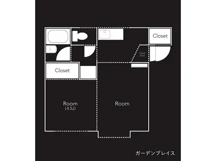ガーデンプレイス 酒田市北新町2丁目(2K/2階)の間取り写真