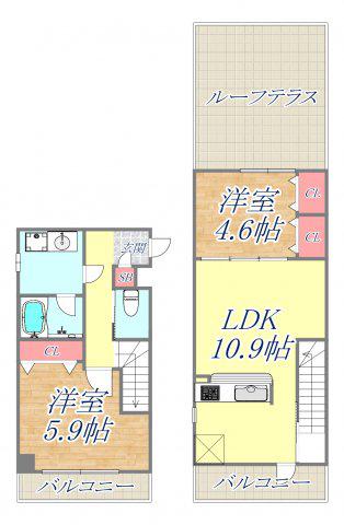 阪急甲陽線 苦楽園口駅 徒歩3分 4階建 築6年(2LDK/3階)の間取り写真