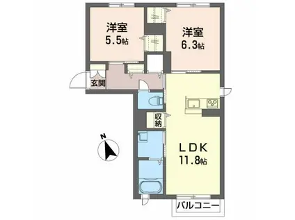 シャーメゾンアプローゼ(2LDK/1階)の間取り写真