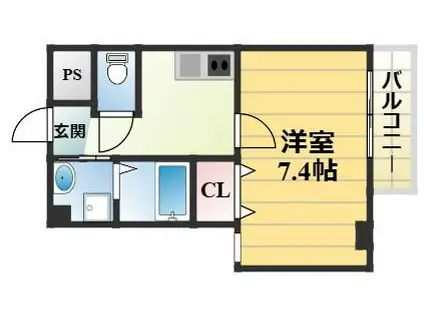 ヴィラナリー放出(1K/5階)の間取り写真