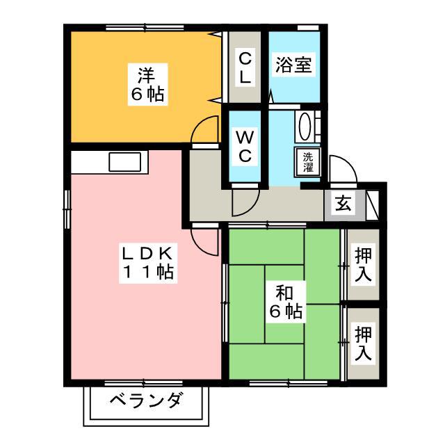 セジュール長良(2LDK/2階)の間取り写真