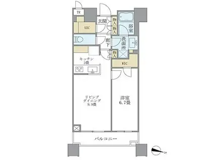 ブリリアタワーズ目黒ノースレジデンス(1LDK/3階)の間取り写真