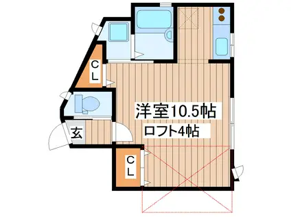 HANA(ワンルーム/2階)の間取り写真