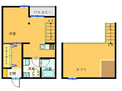 アルカディアII(1K/1階)の間取り写真