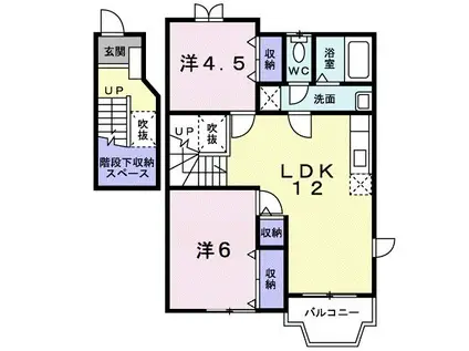 コーポリバーサイドII(2LDK/2階)の間取り写真